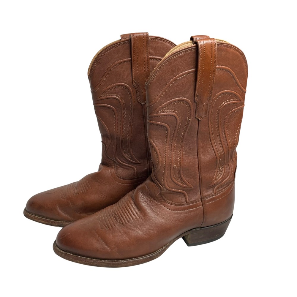 Tecovas Cartwright Bourbon Calfskin Leather Cowboy Boots Mens 9.5 D Round Toe